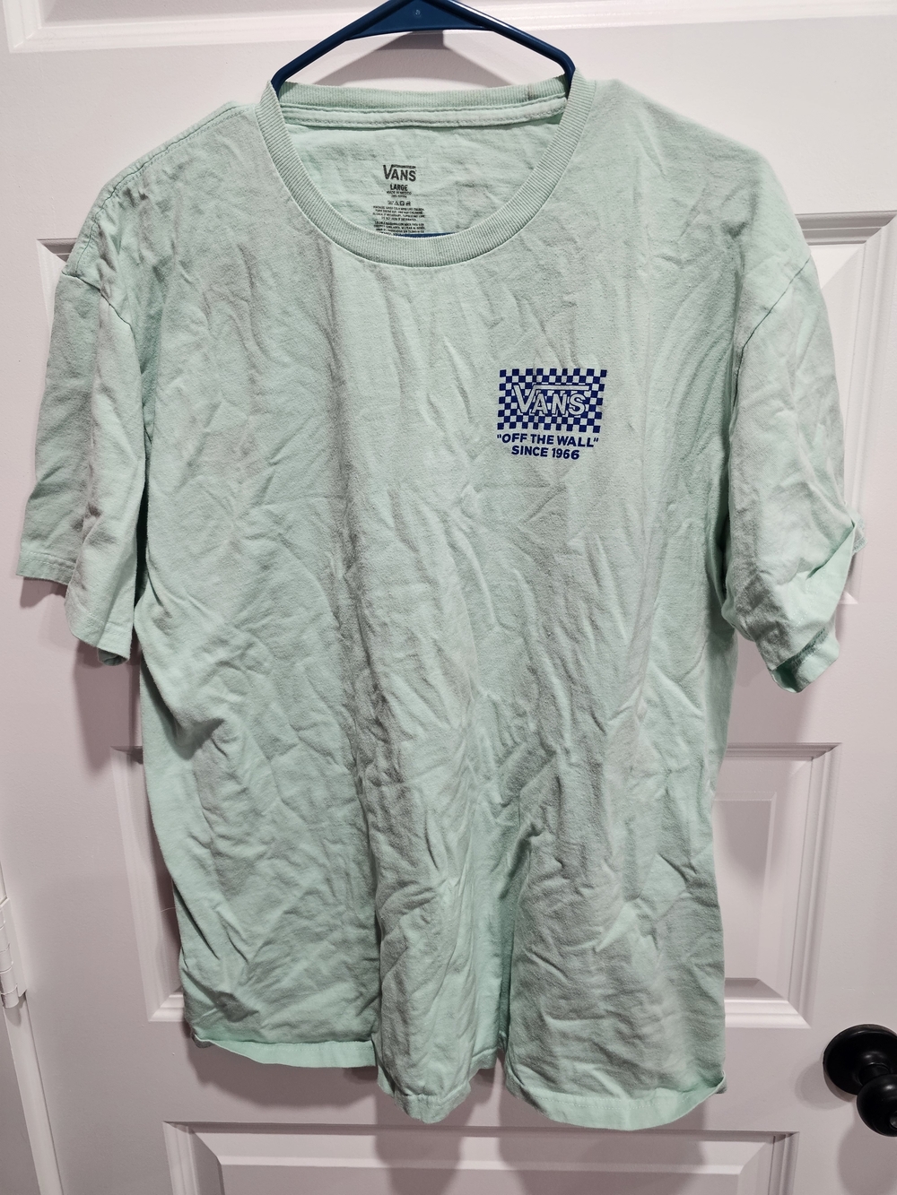 Vans Mint Green Short Sleeve Tee with Blue Check Logo